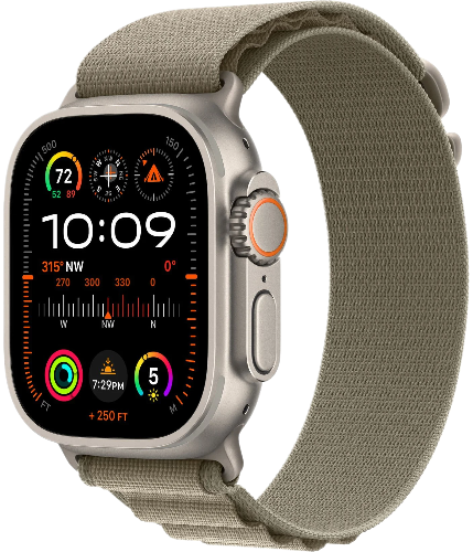 Apple Watch Ultra 2 корпус из титана, ремешок Olive Alpine Loop Large