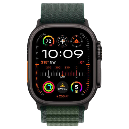 Apple Watch Ultra 2 корпус из черного титана, ремешок Dark Green Alpine Loop Large