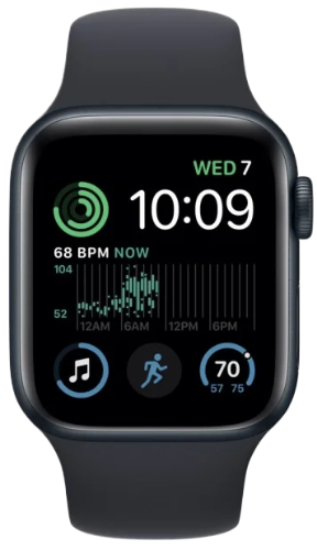 Apple Watch SE 2024 44мм Midnight Sport Band цвета «тёмная ночь» S/M