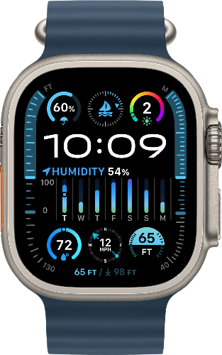 Apple Watch Ultra 2 корпус из титана, ремешок Blue Ocean Band One Size