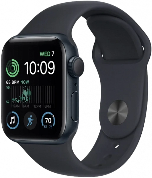 Apple Watch SE 2024 44мм Midnight Sport Band цвета «тёмная ночь» S/M